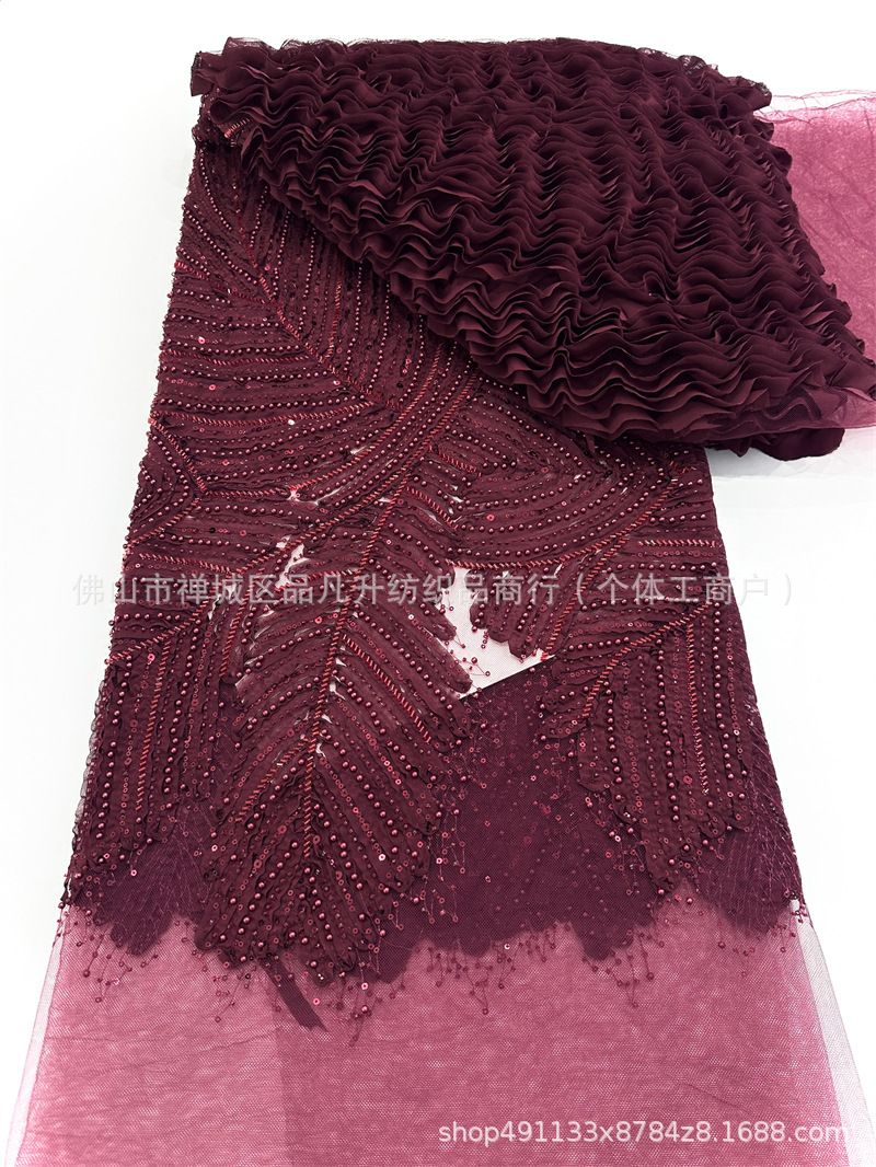 Nuevo fabricante de ondas en stock telas bordadas de alta fijación vestido de boda vestido de tela de moda image 9