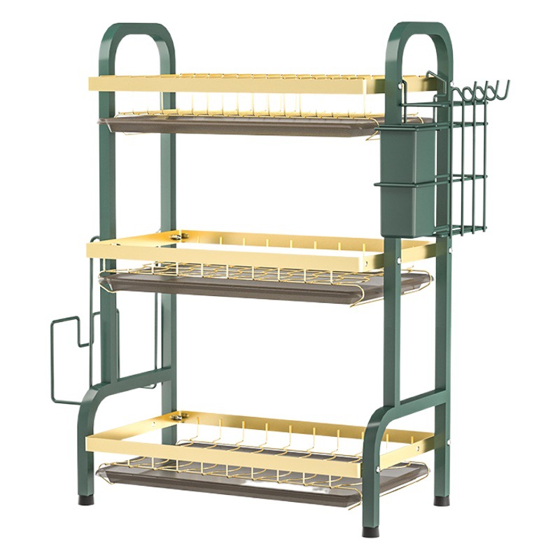 Estante para platos de cocina estante de drenaje estante de tabla de cortar estante de palillos tazón de secado palillos armario de drenaje vajilla de múltiples capas estante de almacenamiento