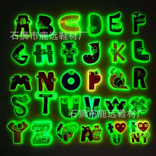 Luminous letters legendary hole shoes flower shoe buckle shoes auxiliary decorative buckle hand ring belt decoration cross-border spot wholesale