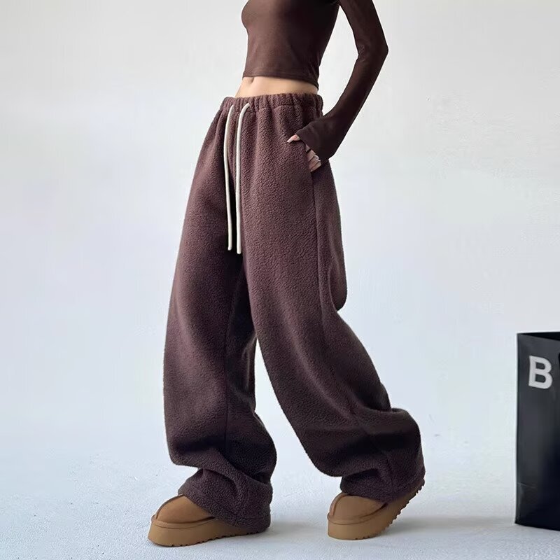 American-style High Street Girl's Pantsuit Pants Drawstring Straight-leg Wide-leg Sweatpants Women's Autumn and Winter Sports Casual Pants Fashionable