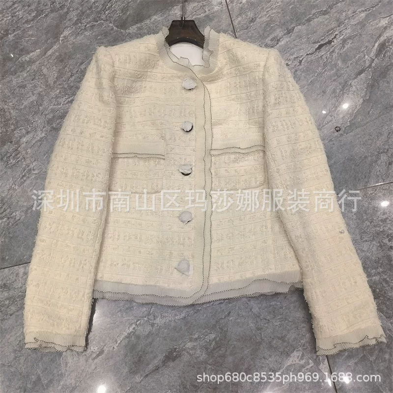 Элитная белая куртка, коллекция 2023 года, стиль Chanel, круглый ворот