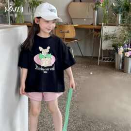 女童夏装短袖T恤2025新款洋气韩版女孩体恤上衣儿童夏季半