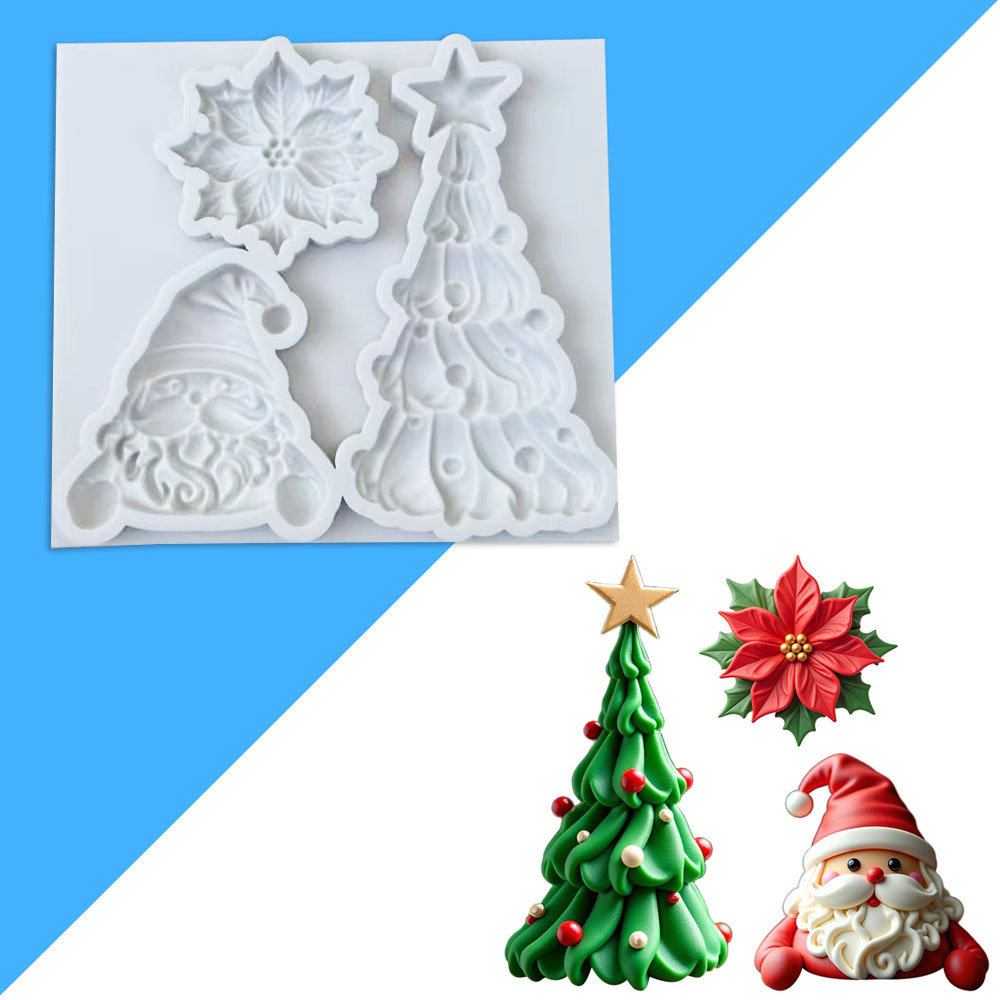2025 New Christmas Cupcake DIY Fondant Silicone Mold Christmas Tree Santa Claus Baking Mold