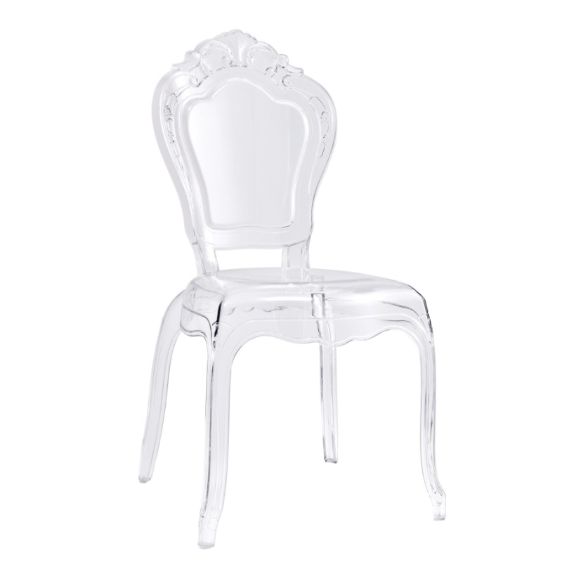 Sillas acrílicas transparentes transfronterizas sillas de palacio respaldadas sillas de banquete de hotel de alta calidad sillas de bodas en stock