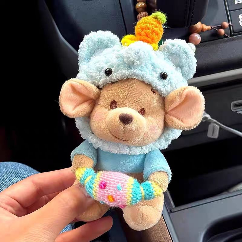 Cute Little Bean Car Gear Shift Decoration Pendant, Turn Signal Wiper Ornament, Cartoon Doll Car Interior Decoration