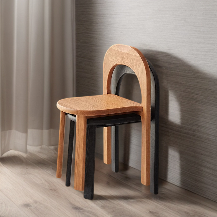Nordic Simple Solid Wood Middle Ancient Dining Chair Home Coffee Living Room Backrest Colorful Dining Chair Milk Tea Shop Chair Stool
