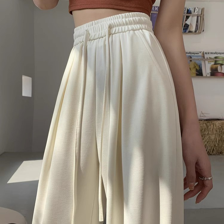 Copper Ammonia Fiber 2026 Narrow Wide-Leg Pants for Women, Spring, Autumn, and Summer Thin High-Waisted Drapey Gray Straight-Leg Ice Silk Pants