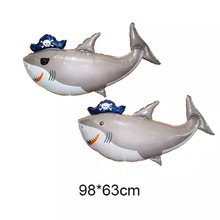 大號卡通海洋動物鋁膜氣球海馬八爪魚泡泡熱帶小丑魚龍蝦鯊魚章魚