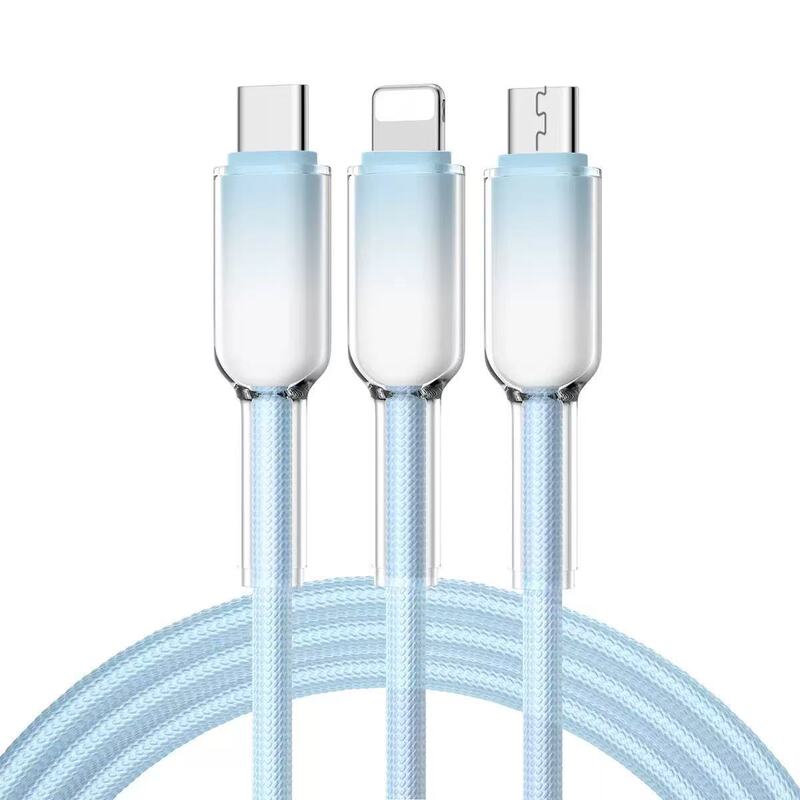 アイスクリスタルシェルグラデーションカラー1対3超高速充電データケーブルApple Android Huawei 3-in-1データケーブルに適しています|undefined
