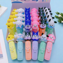 新款可爱造型卡通三丽欧硅胶迷你6色荧光笔高颜值学生彩色记号笔