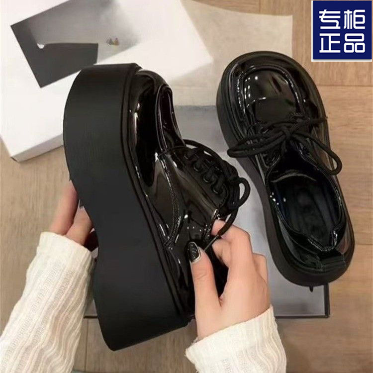 Platform Thick-Soled Versatile Small Leather Shoes for Women 2025 Jk British Style Comfortable Loafers Height-Increasing 7cm Single Shoes Platform Thick-Soled Versatile Small Leather Shoes for Women 2025 Jk British Style Comfortable Loafers Height-Increasing 7cm Single Shoes