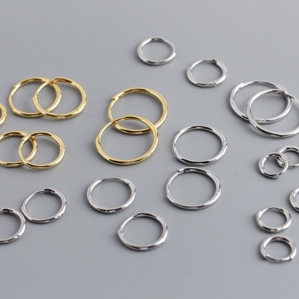 1 Pair Simple Style Circle Plating Sterling Silver Hoop Earrings display picture 29