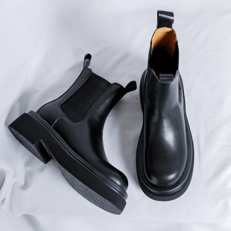 English style autumn and winter plush new mid cut boots, handsome motorcycle Martin boots 5015-R_voghion.com