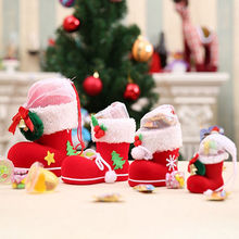 厂家直销创意圣诞植绒靴子笔筒糖果袋小礼品靴圣诞节装饰品批发