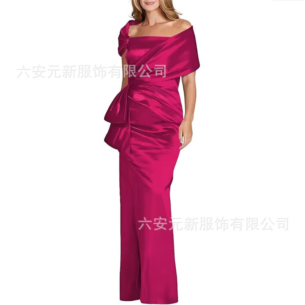 Comercio exterior de Europa y los Estados Unidos Amazon AliExpress nuevo vestido de baile de satén de cola de pez azul tibetano vestido de boda de madres