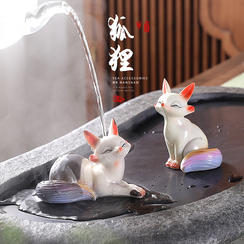 Fox color-changing tea pet small ornaments can be raised and cute…