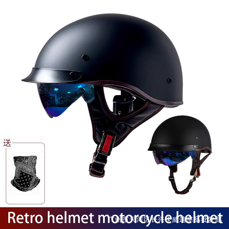 Motosiklet kaskı (dəbilqə) – Ha Lei Summer Motorcycle - 015-matte-black-with-mask-m