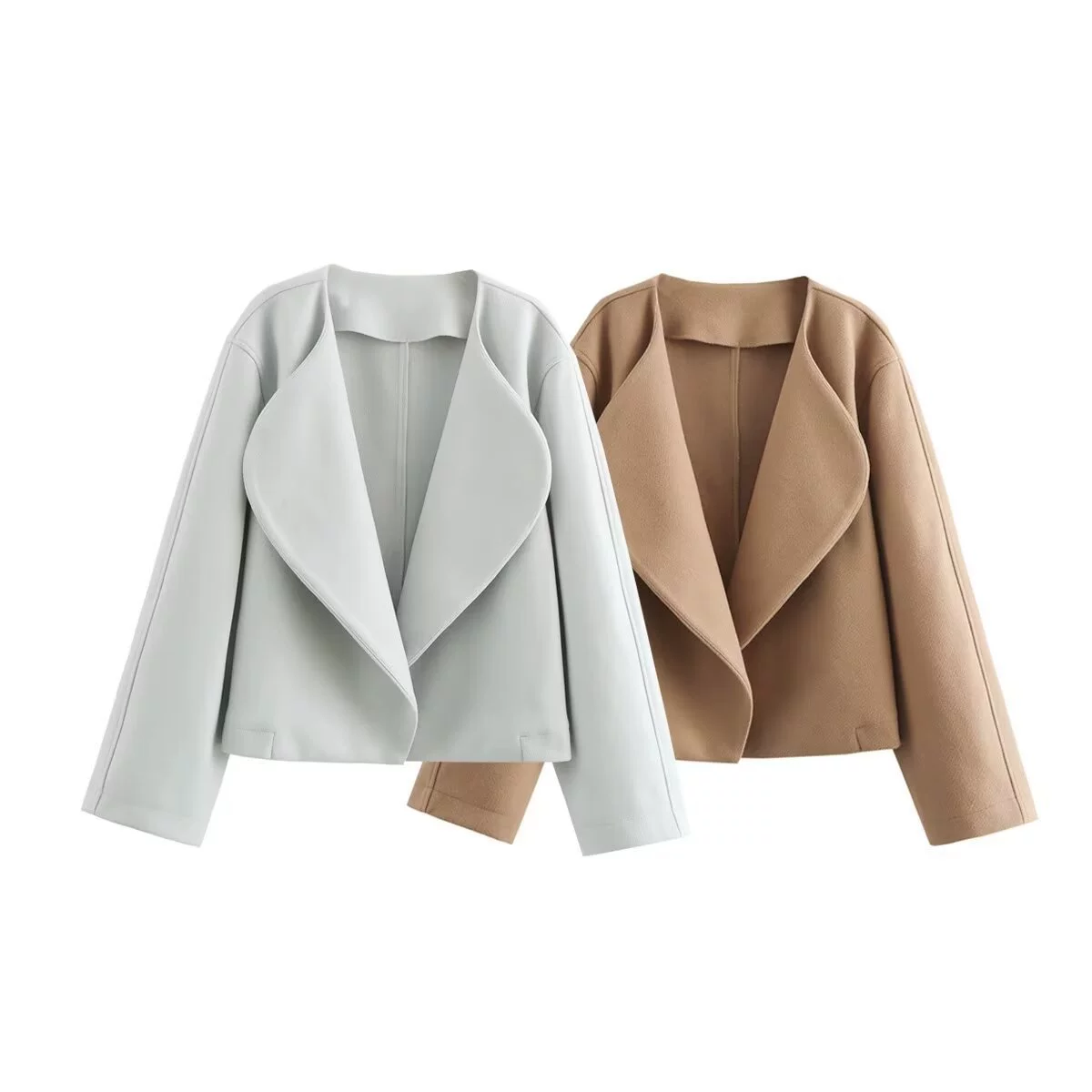 Женский короткий шерстяной кардиган-пиджак PB&ZA, осень 2024, новый, повседневный стиль, двусторонняя шерсть.