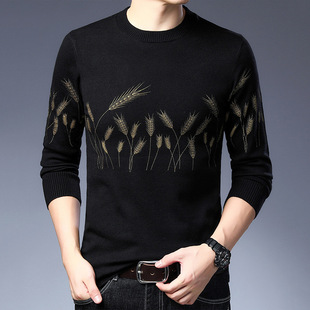 Men's Knit Sweater 2024 Autumn and Winter New Trendy Stylish Casual Thickened Middle-Aged Men's Thin Sweater Tops Wholesale