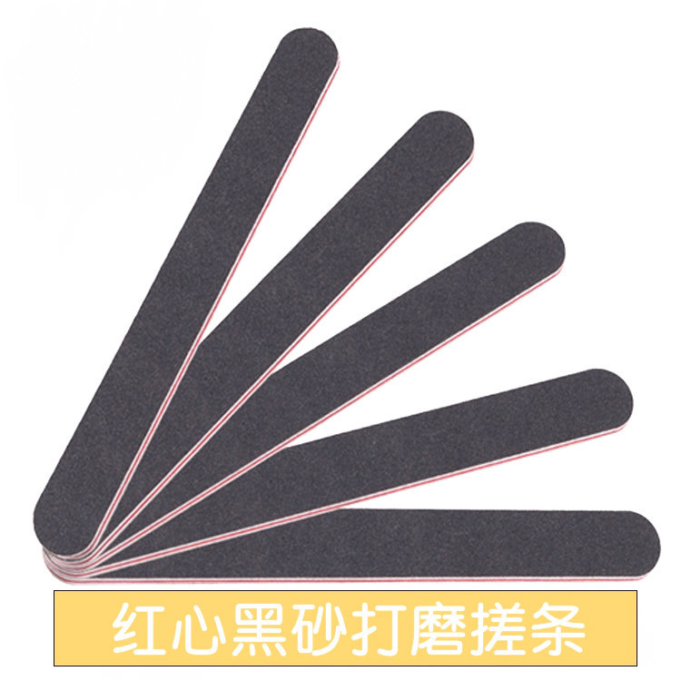 美甲双面挫条红黑挫指甲修型美甲打磨砂条一面粗一面细 修甲工具