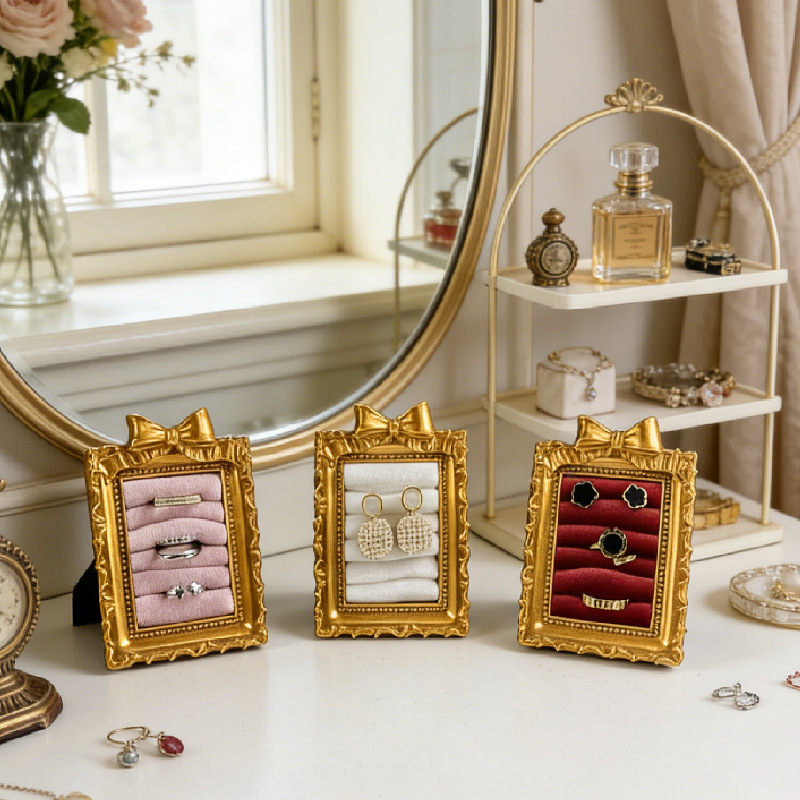 Cross-Border Photo Props, Bowknot Square Earrings, Nail Art Ring Holder, Decorative Items, Photo Frame, Jewelry Display Stand