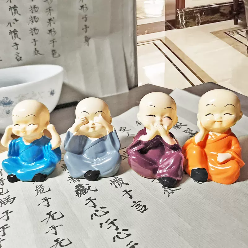 汽车摆件功夫四不小和尚可爱公仔车饰树脂工艺创意用品工艺品礼品