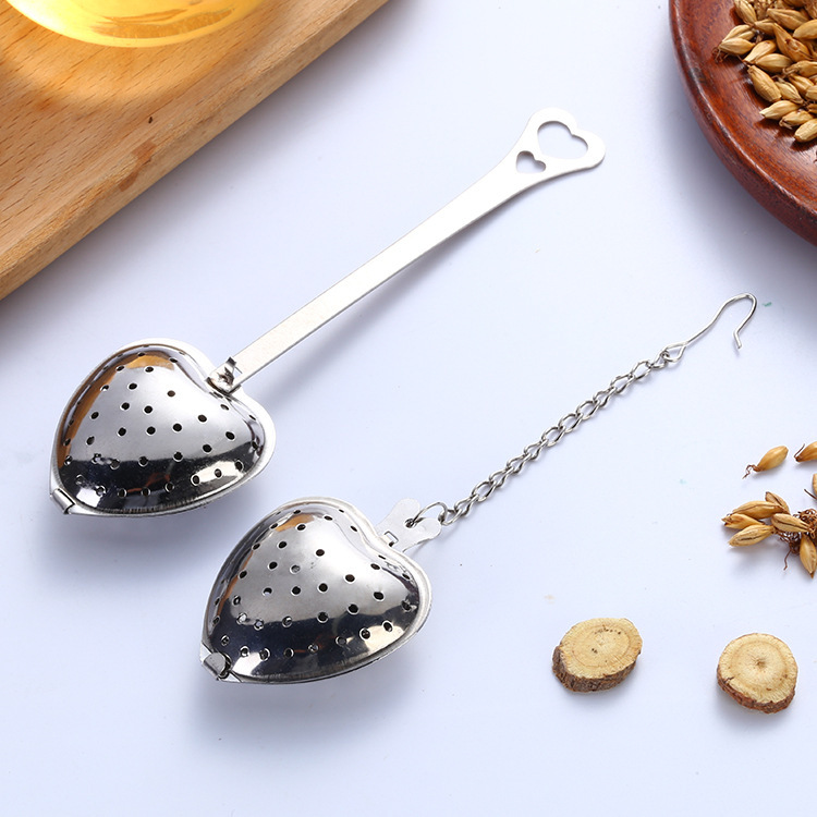 Heart-shaped tea drain stainless steel tea strainer with chain tea maker office tea strainer seasoning ball Infuser Heart-shaped tea drain stainless steel tea strainer with chain tea maker office tea strainer seasoning ball Infuser