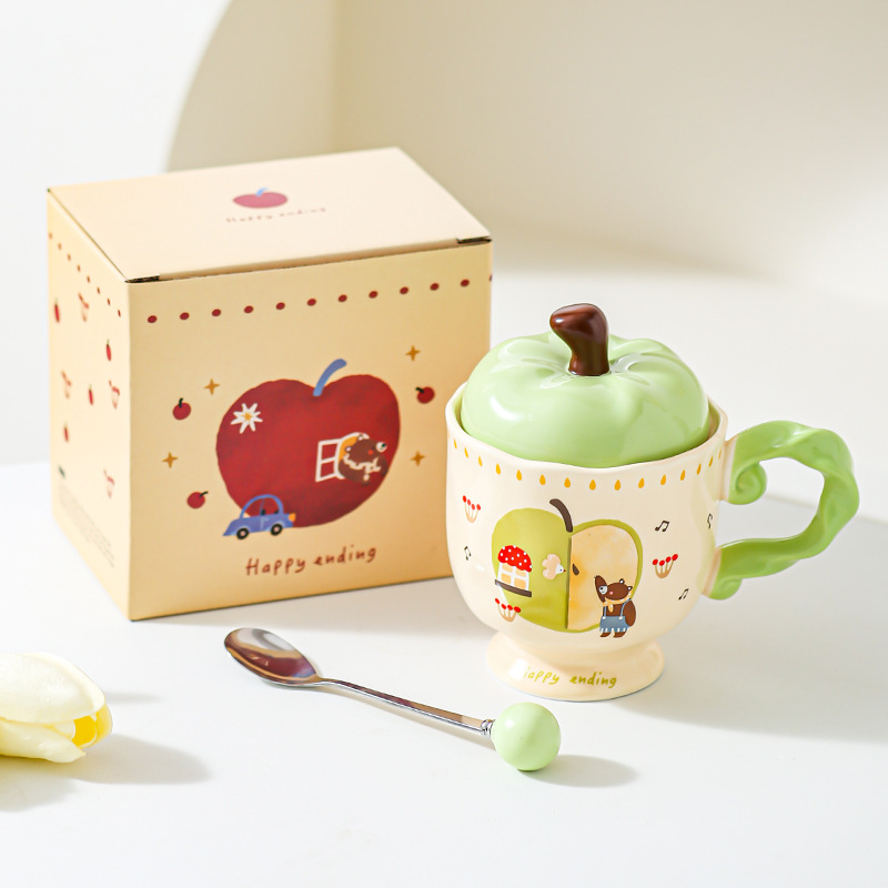 Taza de cerámica de manzana creativa, regalo de oficina, taza de café, taza de agua, taza de desayuno para parejas, regalo