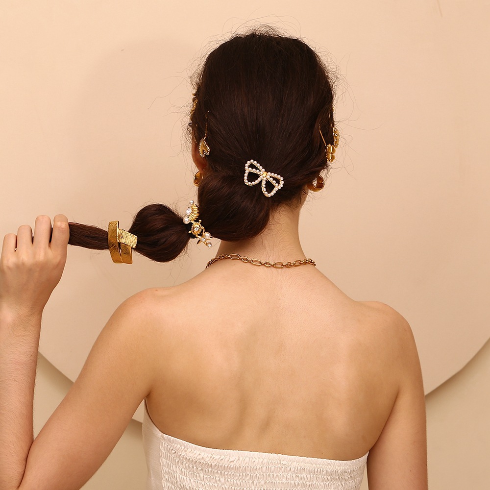 Corda per capelli di animali marini placcata in oro, corda per capelli unisex, design di nicchia esplosivo, coordinata con tutti gli accessori, in acciaio inossidabile_voghion.com