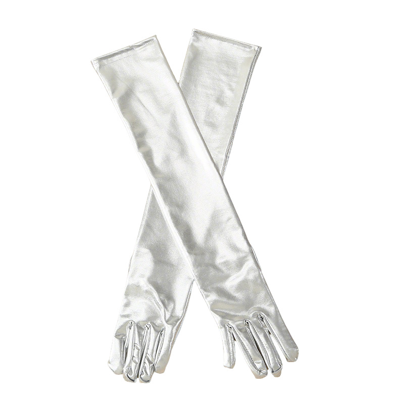 Guantes Largos de Charol para Mujer, 50 cm, Sexys, Elásticos, para Disfraces de Ópera, Cosplay, Color Oscuro