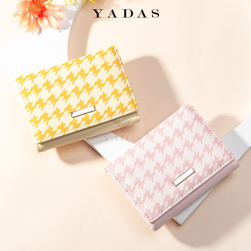 YADAS cartera tres plegables PU lindos patrones mil pájaros corto billetera corta billetera de estudiantes para mujeres