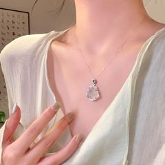 新中国式フラッシュドリル氷透仏公ネックレス女性軽豪華小衆高級感鎖骨鎖百合気質デザイン首