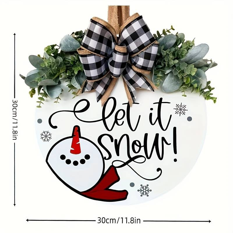 Novo produto, deixe nevar. Artesanato em madeira, porta pendurada, decoração de casa_voghion.com