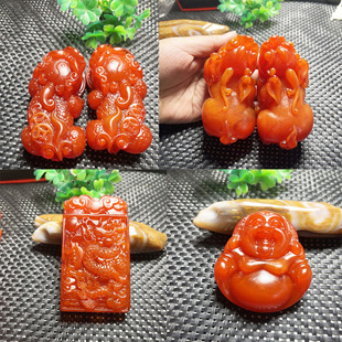 Walking Perfume Grey Amber Beeswax Long Yan Xiang Qiao Red Pixiu Buddha Gu Long Pendant for Direct Broadcast Room Source Factory