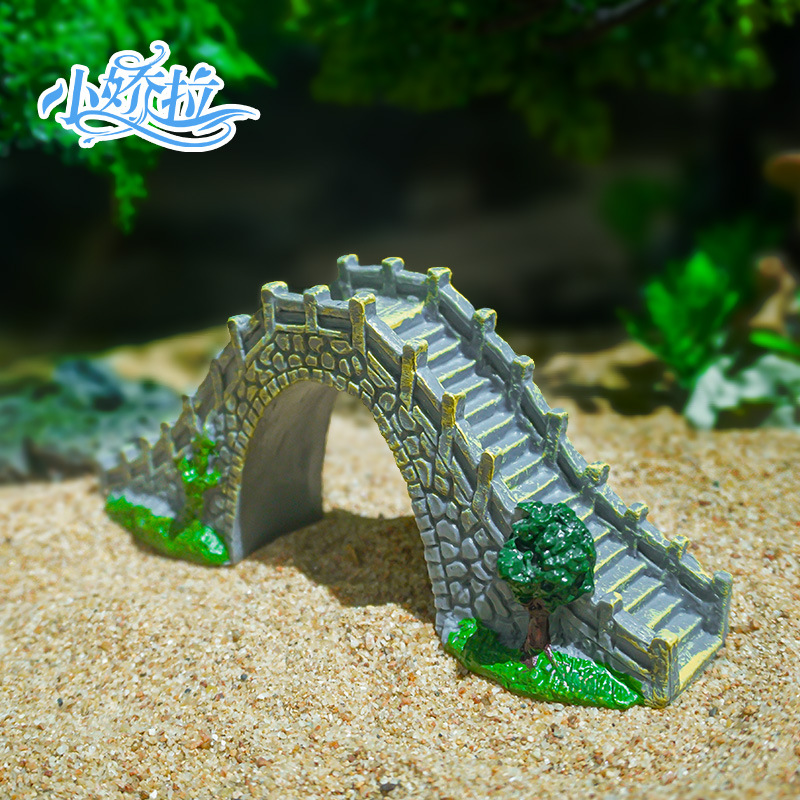 Nuevos adornos de bonsái de puente de piedra, micro-paisaje para peceras, puente de arco único de PVC, puente pequeño de estilo arquitectónico antiguo al por mayor