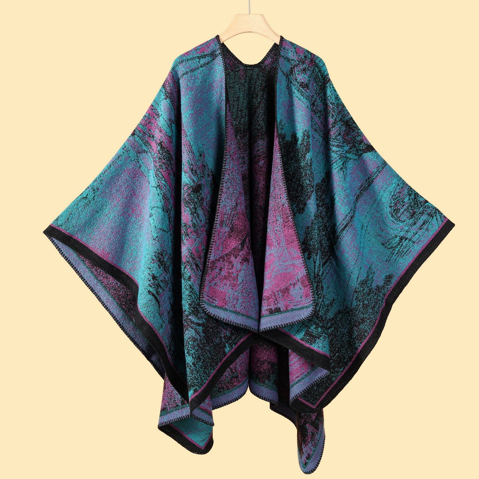 Д Demi-season cloak from Yunnan province for traveling, keep warm cardigan for camping for photo sessions, trench coat, Chinese style
