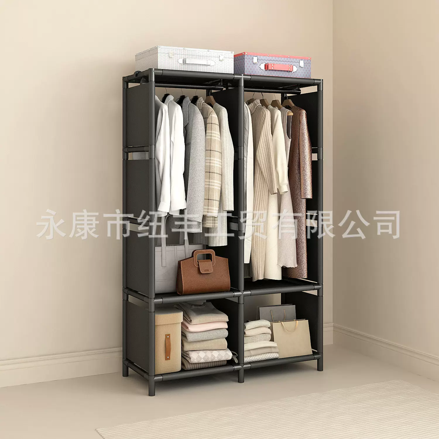 衣柜落地小户型卧室家用结实耐用挂衣服架子出租房简易组装收纳柜