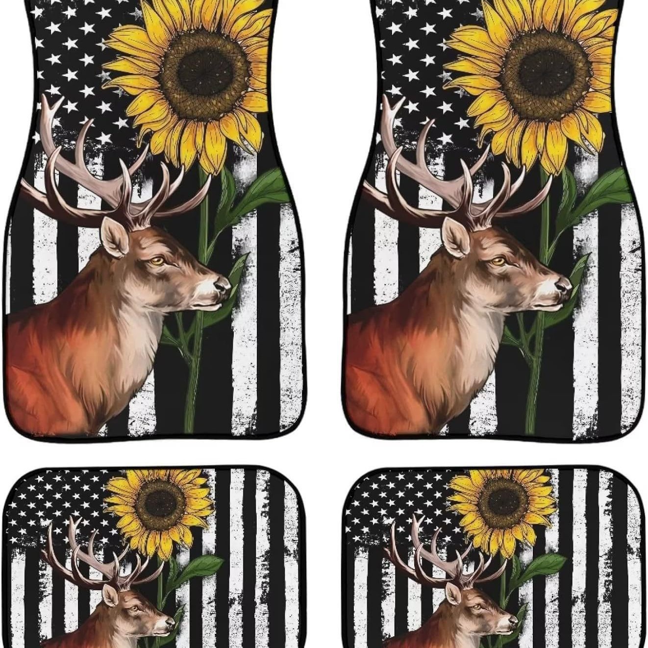 Cross-border JIT wholesale rose car floor mats, four-piece set of universal floor mats, non-slip and dirt-resistant car floor mats