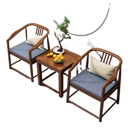 3x New Chinese style solid wood Taishi chair three-piece set home armchair bed and breakfast hotel coffee table chair combination master tea chair surround