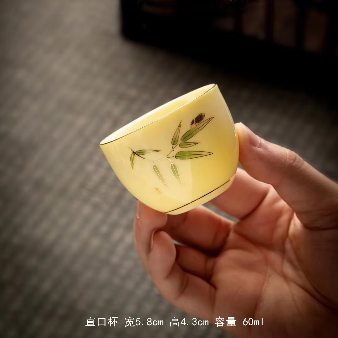 보석 노란색 풍부한 대나무 스트레이트 컵