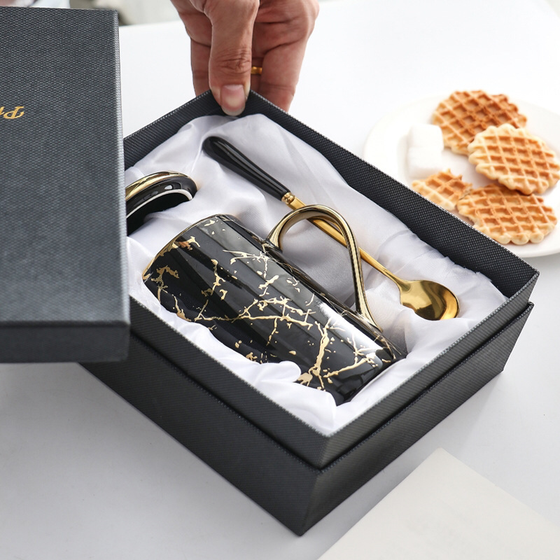 北欧クリエイティブ陶磁器カップ大理石紋金メッキマグカップコーヒーカップ活動プレゼント水カップカスタムロゴ|undefined