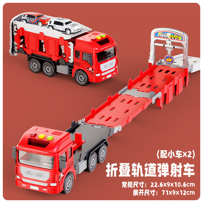 Niños de aleación de acertijo contenedor de ingeniería de deformación gran camión carril catapulta coche 6 juguetes para niños de 3 años