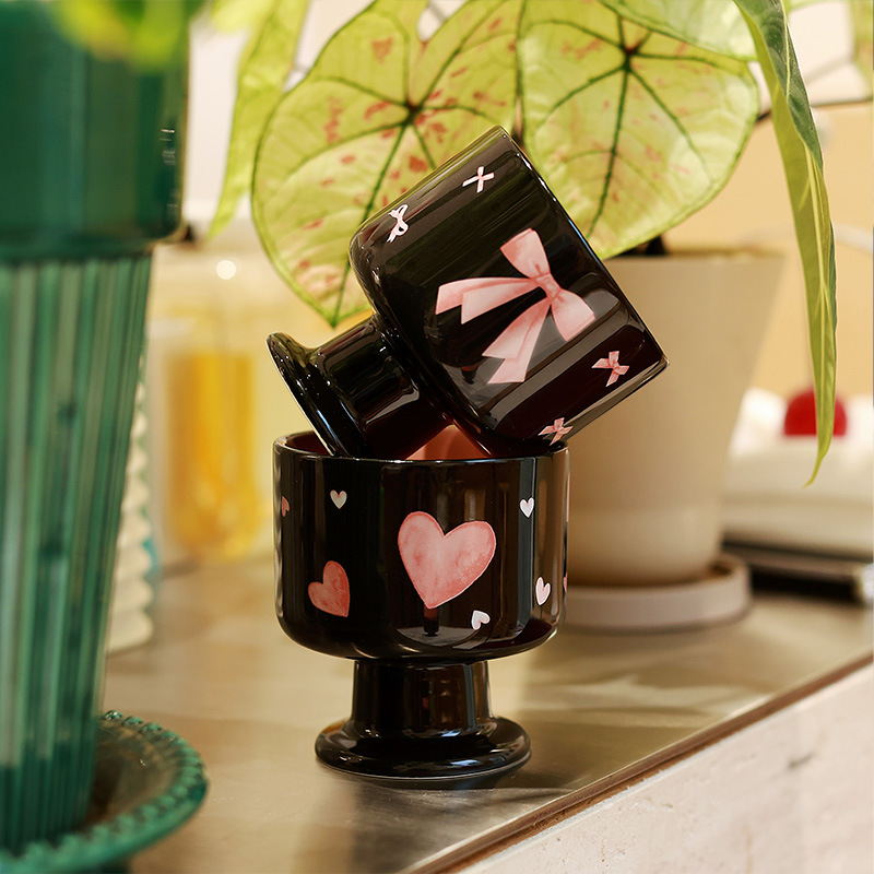 Nicho Zhongins personalidad creativa taza de aroma de cerámica retro taza de café de oficina de alto valor de té de la tarde taza de pies altos