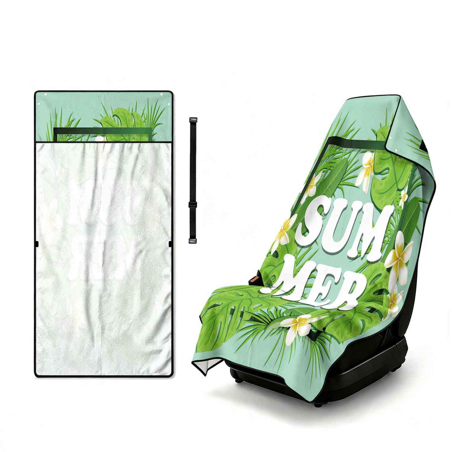 Summer bath towel and car seat cover 2-in-1, ultra-fine fiber outdoor beach and car dual-use universal seat cushion
