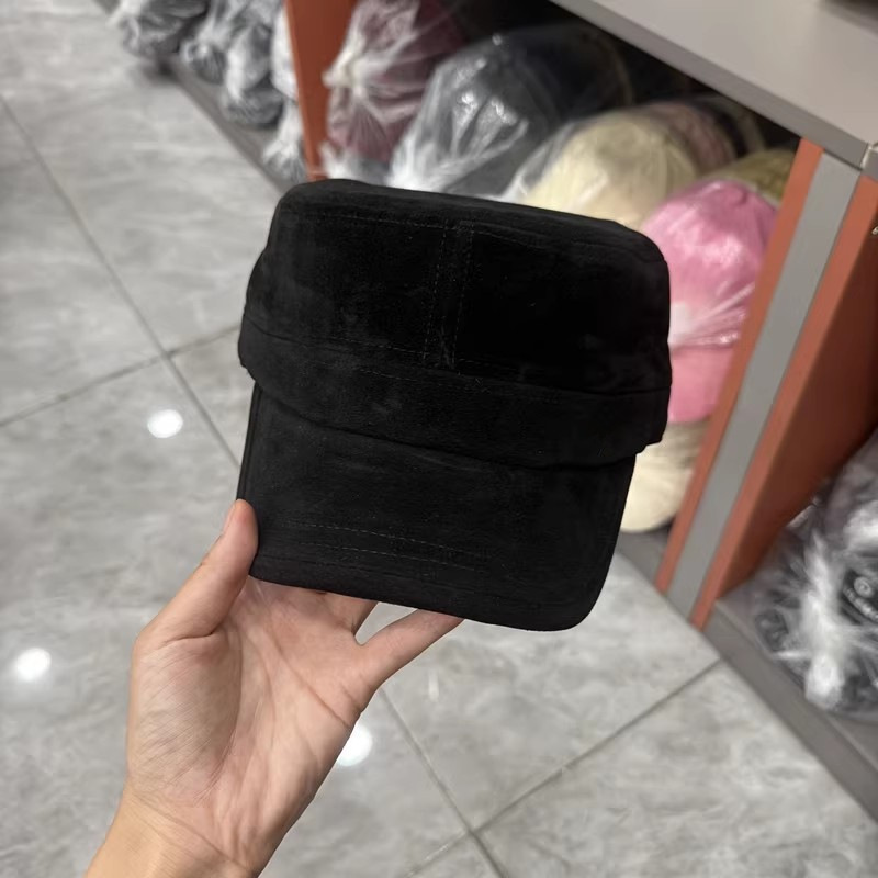 秋冬款保暖百搭显瘦减龄马术帽子女网红k字母徽章绒面平顶鸭舌帽|undefined
