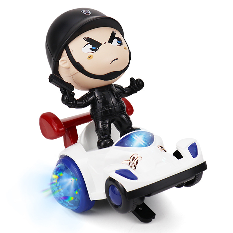 Coche de policía infantil TikTok mismo juguete al por mayor Juguete eléctrico giratorio Kart música fresca transfronteriza