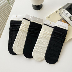 白色堆堆襪女春秋百搭甜美愛心jk少女襪ins日系可愛花邊樂福鞋襪