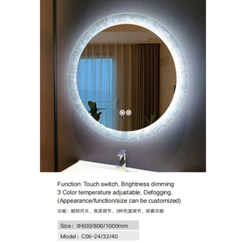 espejo de baño LED colgado en la pared espejo de baño anti-nebble con luz espejo inteligente de baño doméstico colgado en la pared espejo de baño