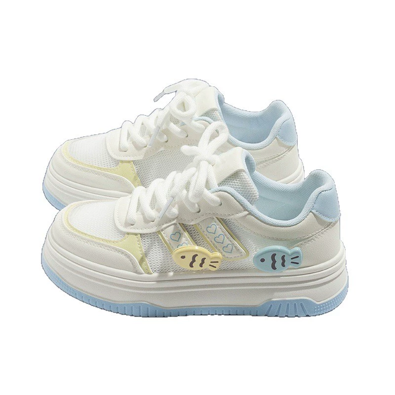 Summer white shoes, footwear, breathable universal sneakers platform