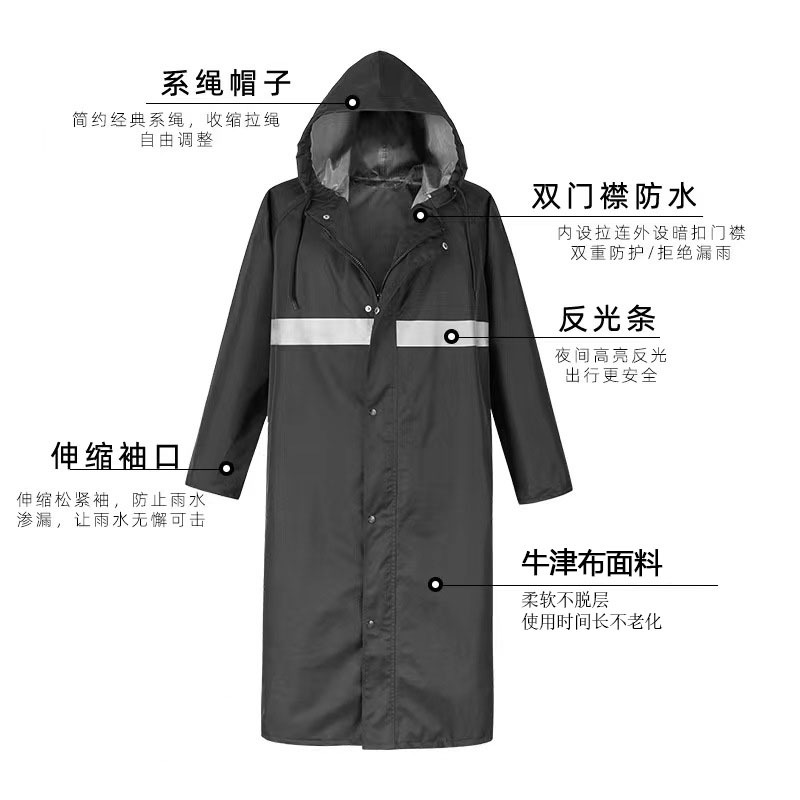 Impermeable Largo Enterizo para Adultos Tela de Oxford Resistente al Agua, Engrosado para Senderismo y Ciclismo